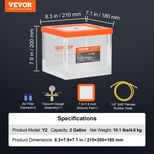 2 Gallon Vacuum Chamber Upgraded Multipurpose Acrylic Vacuum Degassing