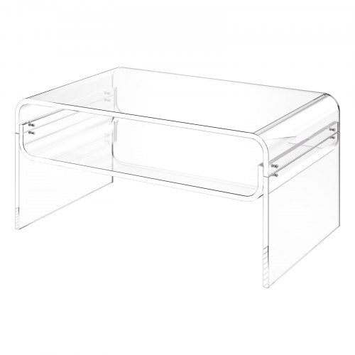 Acrylic Coffee Table 2 Tiers Center With Storage Shelf Modern Rectangle Desk lb