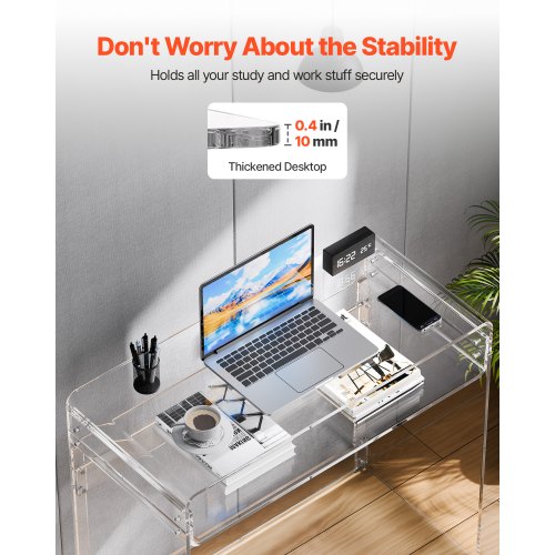 Acrylic Table 2 Tiers Clear End With Storage Shelf Modern Rectangle Side Desk