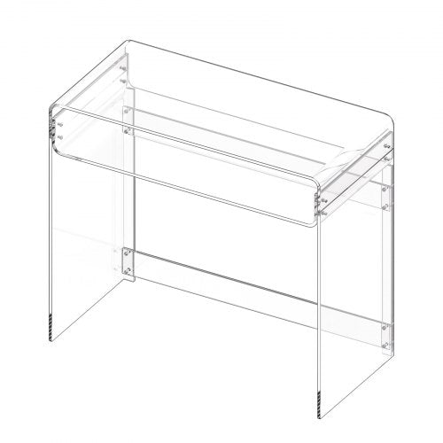 Acrylic Table 2 Tiers Clear End With Storage Shelf Modern Rectangle Side Desk