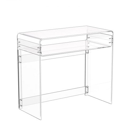 Acrylic Table 2 Tiers Clear End With Storage Shelf Modern Rectangle Side Desk