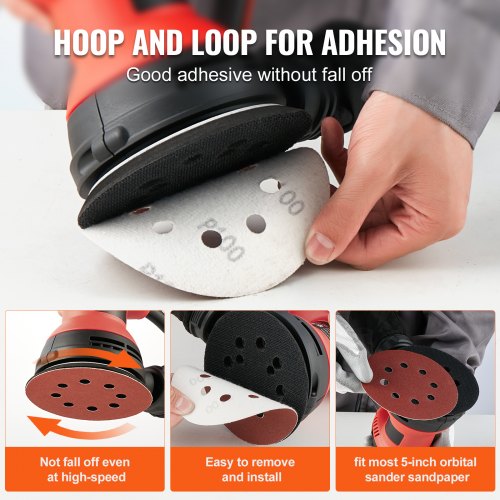 150 PCS 5 Inch Sanding Discs Set 8Hole Round Hook and Loop Sandpaper