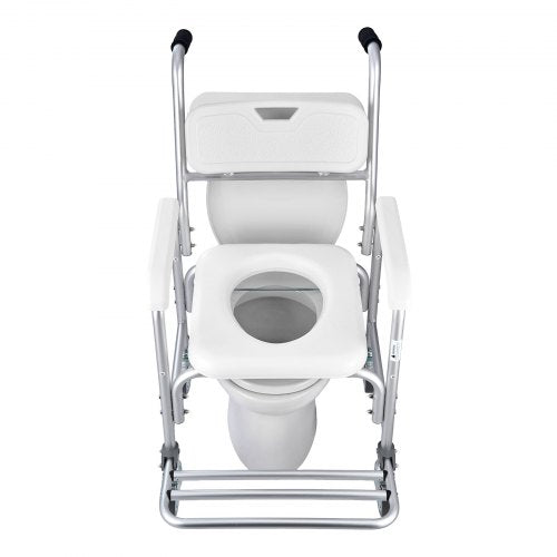 Bedside Commode Chair with Wheels 350 lbs Capacity 4in1 Portable Toilet