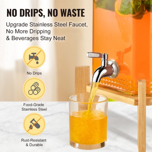 Beverage Dispenser 1.5 Gallon Drink Dispensers for Parties Glass Juice
