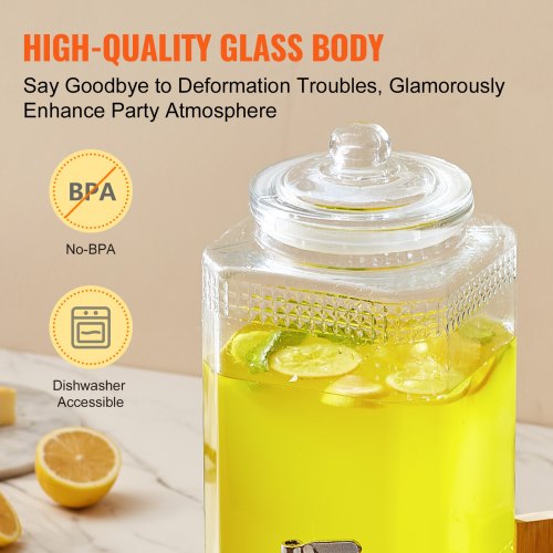 Beverage Dispenser 1.5 Gallon Drink Dispensers for Parties Glass Juice