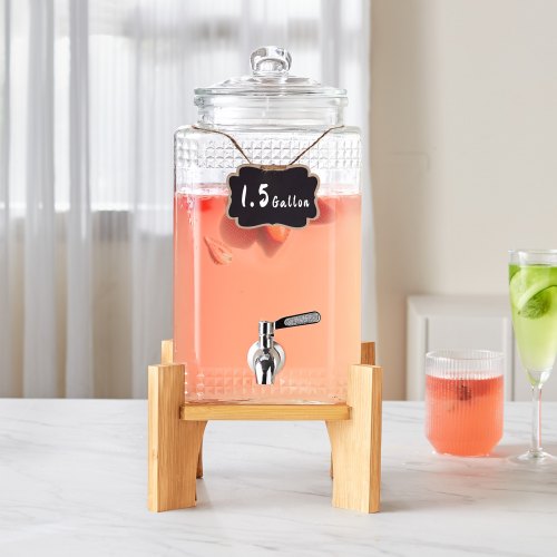 Beverage Dispenser 1.5 Gallon Drink Dispensers for Parties Glass Juice