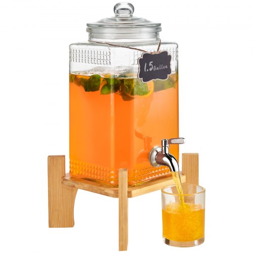 Beverage Dispenser 1.5 Gallon Drink Dispensers for Parties Glass Juice
