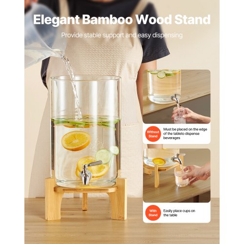 Beverage Dispenser 2.2 Gallon Drink Dispensers for Parties Glass Juice