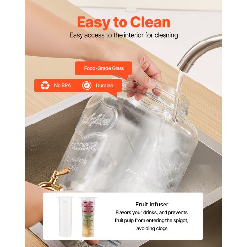 Beverage Dispenser 2 Pack 2 Gallon Drink Dispensers for Parties Glass