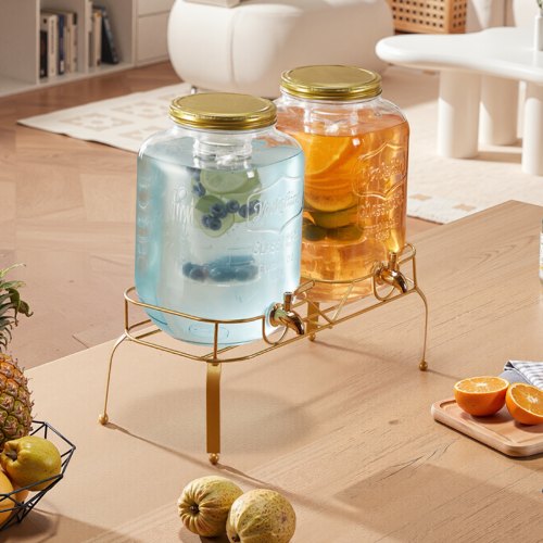 Beverage Dispenser 2 Pack 2 Gallon Drink Dispensers for Parties Glass
