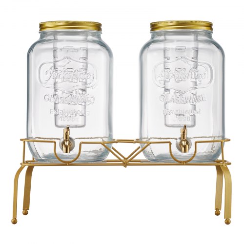 Beverage Dispenser 2 Pack 2 Gallon Drink Dispensers for Parties Glass