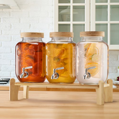 Beverage Dispenser 3 Pack 1 Gallon Drink Dispensers for Parties Glass
