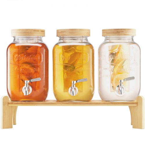 Beverage Dispenser 3 Pack 1 Gallon Drink Dispensers for Parties Glass