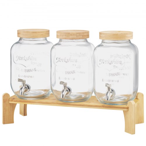 Beverage Dispenser 3 Pack 1 Gallon Drink Dispensers for Parties Glass