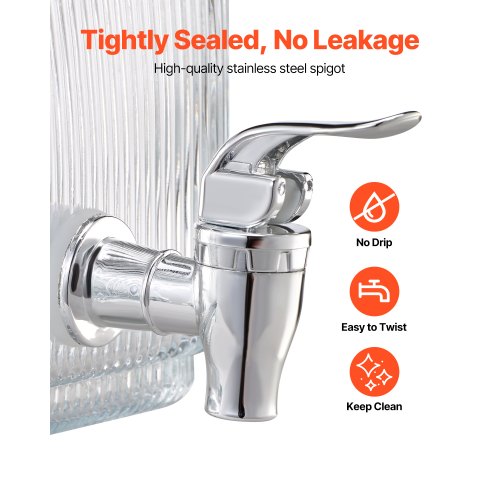 Beverage Dispenser 0.8 Gallon Drink Dispensers for Parties Glass Juice