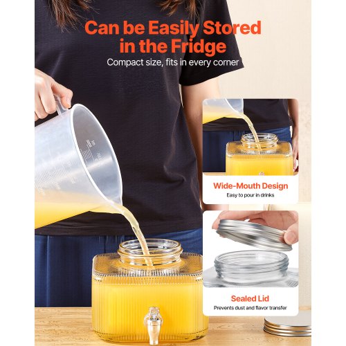 Beverage Dispenser 0.8 Gallon Drink Dispensers for Parties Glass Juice