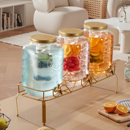 Beverage Dispenser 3 Pack 2 Gallon Drink Dispensers for Parties Glass
