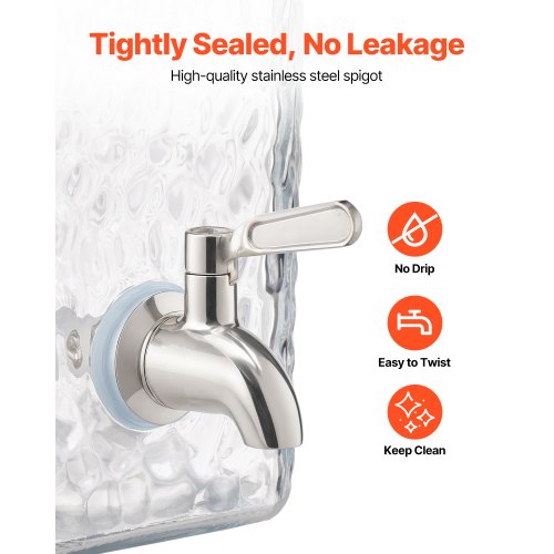 Beverage Dispenser 2 Pack 1.5 Gallon Drink Dispensers for Parties Glass