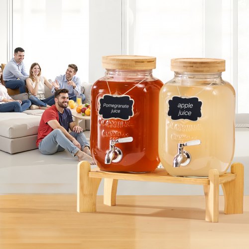 Beverage Dispenser 2 Pack 1 Gallon Drink Dispensers for Parties Glass