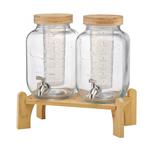 Beverage Dispenser 2 Pack 1 Gallon Drink Dispensers for Parties Glass