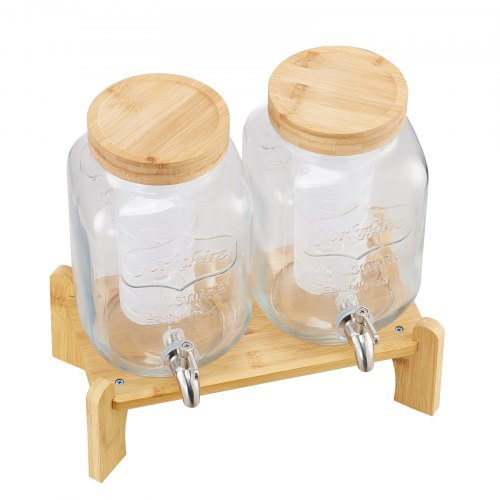 Beverage Dispenser 2 Pack 1 Gallon Drink Dispensers for Parties Glass