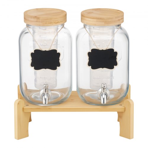 Beverage Dispenser 2 Pack 1 Gallon Drink Dispensers for Parties Glass