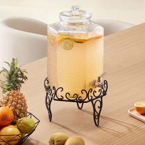 Beverage Dispenser 2.5 Gallon Drink Dispensers for Parties Glass Juice