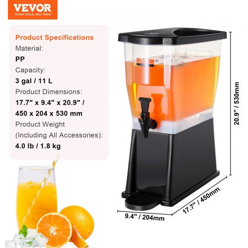 Beverage Dispenser 3 Gallon Drink Dispenser for Parties Plastic Juice