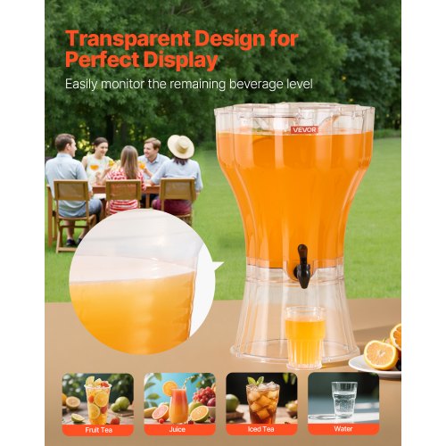 Beverage Dispenser 3.4 Gallon Drink Dispenser for Parties Plastic Juice
