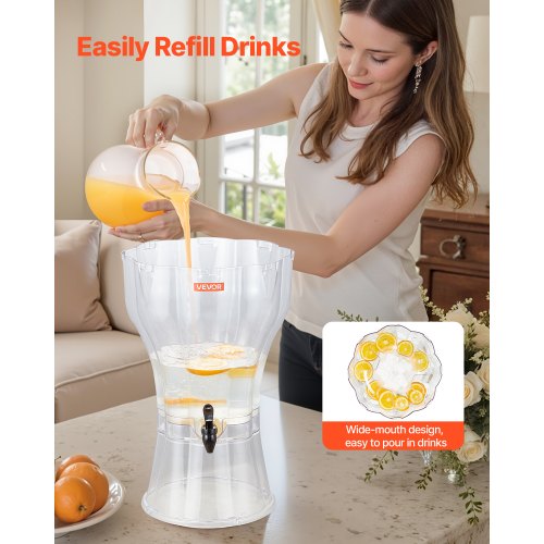 Beverage Dispenser 3.4 Gallon Drink Dispenser for Parties Plastic Juice