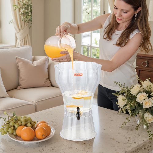 Beverage Dispenser 3.4 Gallon Drink Dispenser for Parties Plastic Juice