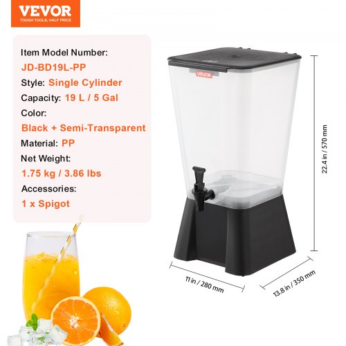 Beverage Dispenser 5 Gallon Drink Dispenser for Parties Plastic Juice
