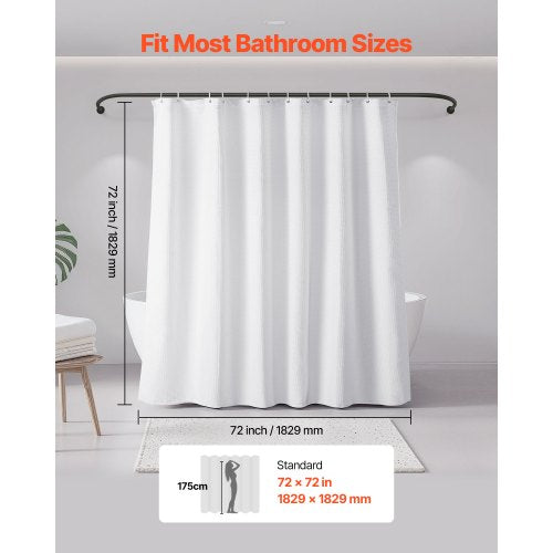 White Fabric Shower Curtain 240 GSM Weighted Waffle Shower Curtains