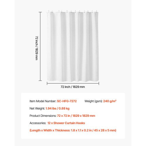 White Fabric Shower Curtain 240 GSM Weighted Waffle Shower Curtains