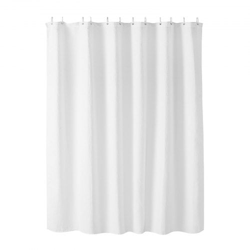 White Fabric Shower Curtain 240 GSM Weighted Waffle Shower Curtains