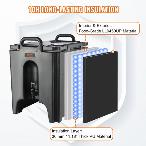 Insulated Beverage Dispenser 10 Gallon Foodgrade LL9450UP Hot and Cold
