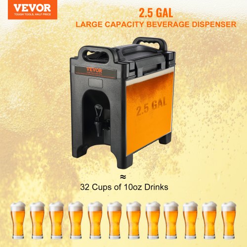 Insulated Beverage Dispenser 2.5 Gallon Foodgrade LDPE Hot and Cold