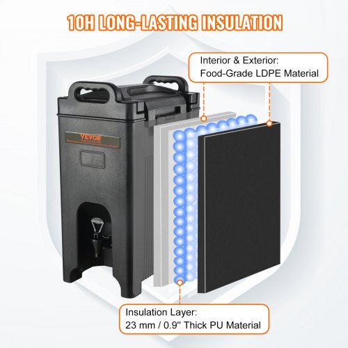 Insulated Beverage Dispenser 5 Gallon Foodgrade LDPE Hot and Cold