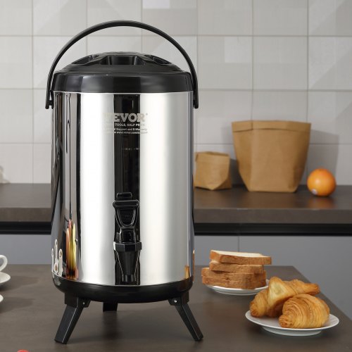 Stainless Steel Insulated Beverage Dispenser 2.4 Gallon 9.2 Liter Thermal