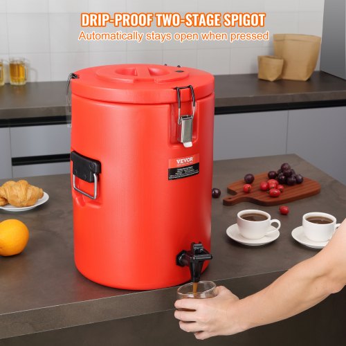 Stainless Steel Insulated Beverage Dispenser 4.5 Gallon 17.2 Liter Thermal
