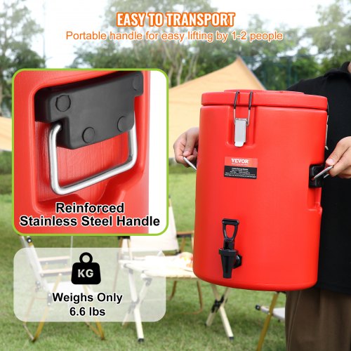 Stainless Steel Insulated Beverage Dispenser 4.5 Gallon 17.2 Liter Thermal