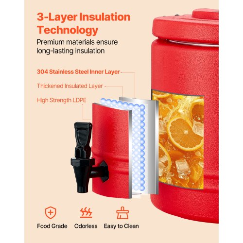 Insulated Beverage Dispenser 22 Gal8L Thermal Hot and Cold Drink Server
