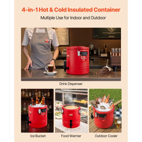 Insulated Beverage Dispenser 3 Gal114L Thermal Hot and Cold Drink Server
