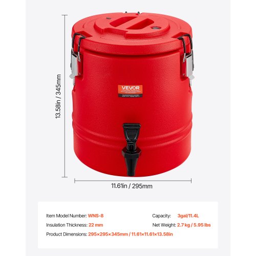 Insulated Beverage Dispenser 3 Gal114L Thermal Hot and Cold Drink Server