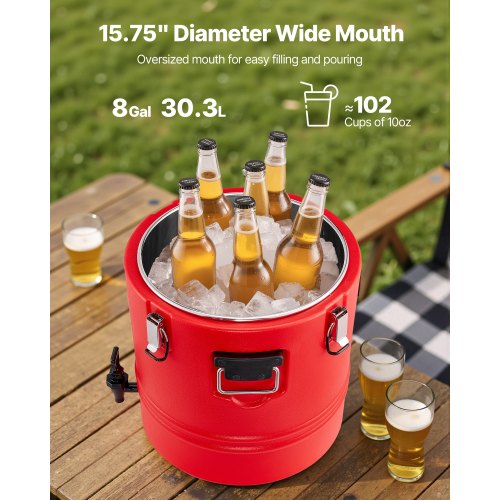 Insulated Beverage Dispenser 8 Gal303L Thermal Hot and Cold Drink Server