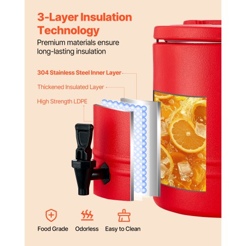 Insulated Beverage Dispenser 8 Gal303L Thermal Hot and Cold Drink Server