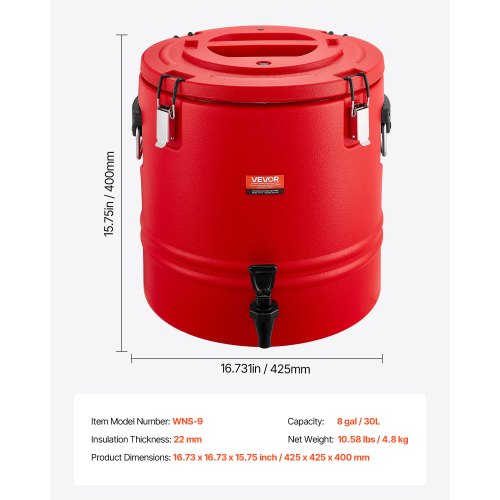 Insulated Beverage Dispenser 8 Gal303L Thermal Hot and Cold Drink Server