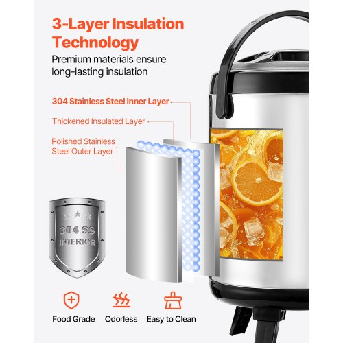 Insulated Beverage Dispenser 15 Gal6L Stainless Steel Thermal Drink