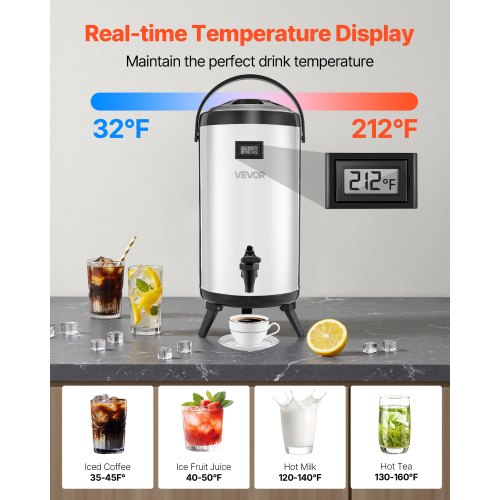 Insulated Beverage Dispenser 24 Gal92L Stainless Steel Thermal Drink