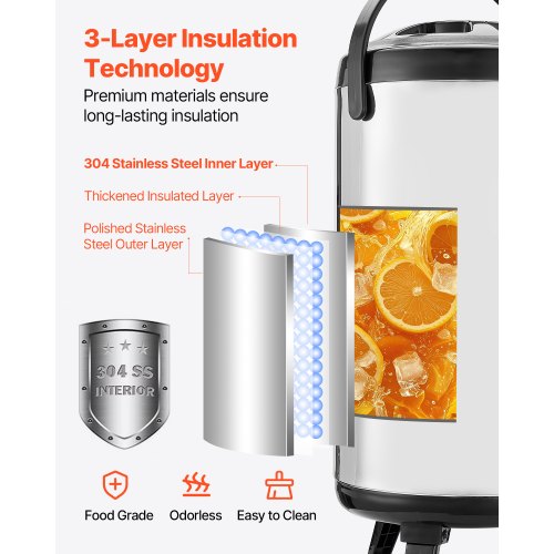 Insulated Beverage Dispenser 24 Gal92L Stainless Steel Thermal Drink
